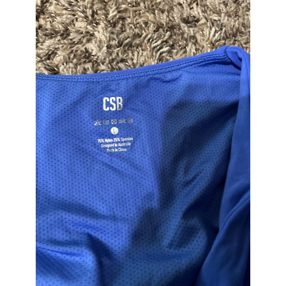 CSB Crop Shop Boutique Long Sleeve Blue Crop Top Twist Front L - Picture 3 of 4